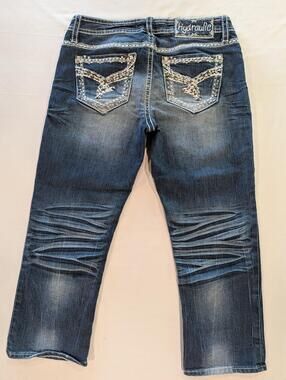 Hydraulic Jeans Girls 10 Blue Wash Straight Gramercy Studded Embroidered Denim